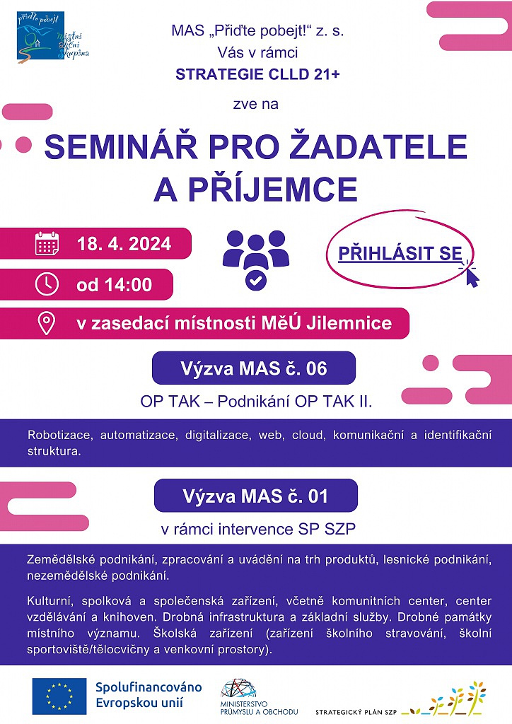 SEMINÁŘ PRO ŽADATELE A PŘÍJEMCE