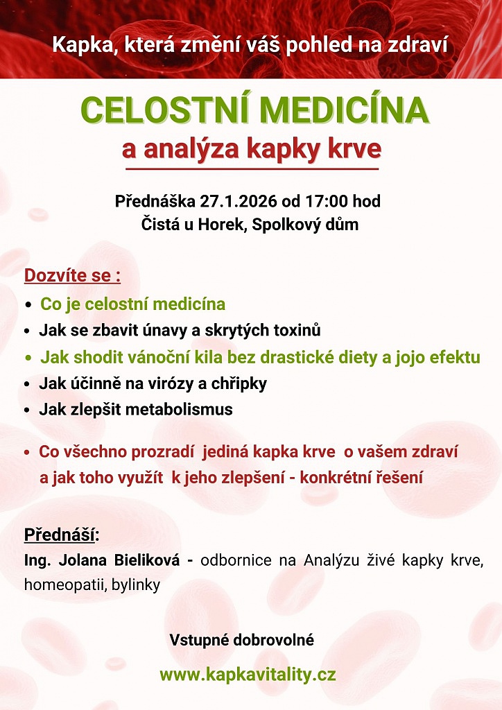 Přednáška: Celostní medicína a analýza kapky krve